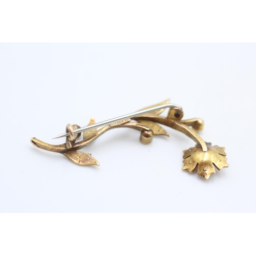 96 - gold seed pearl brooch