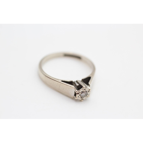 98 - 9ct white gold diamond solitaire ring size N