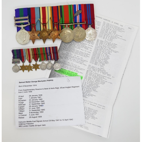 203 - Group of medals and miniatures to Lt. Col. GB Phipps of Beds/Herts Regiment 3rd East Anglian Regimen... 