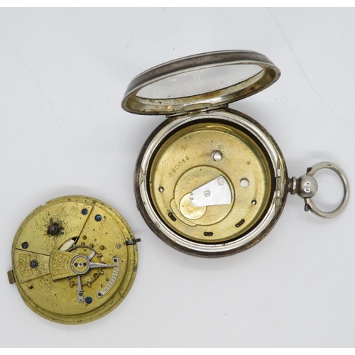 52 - Large oversize silver pocket watch - runs