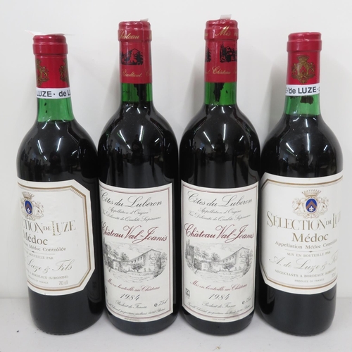 6 - 6x bottles Red Wine - 4x  Chateau Val Das Janis 1984 and 2x Selection De Luze