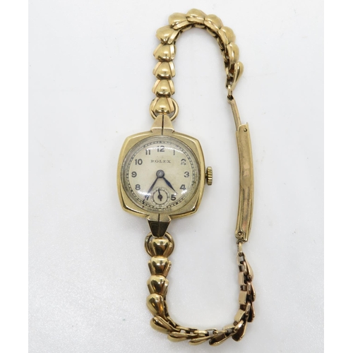 275 - 9ct gold ROLEX watch and strap spares or repairs fully HM Elinvar case 18.1g 20mm head