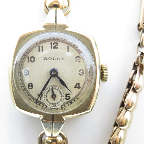 275 - 9ct gold ROLEX watch and strap spares or repairs fully HM Elinvar case 18.1g 20mm head