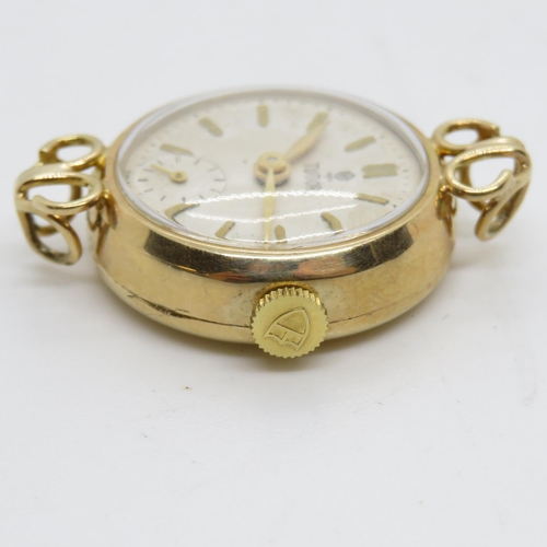 284 - Working Ladies 9ct gold Tudor Rolex watch and case Tudor movement 20mm head 9.9g