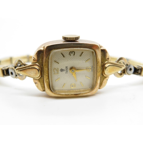 286 - Tudor Rolex Ladies watch plus box spares or repairs watch marked 9ct no marks to strap possibly gold... 