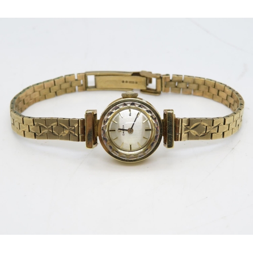 293 - Boxed 14ct ladies Omega watch with 9ct bracelet working total weight 22.6g