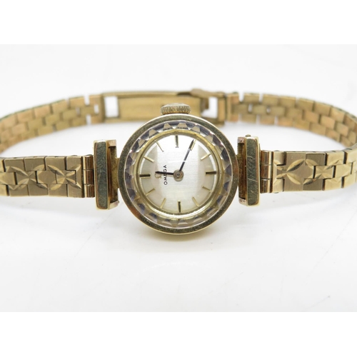 293 - Boxed 14ct ladies Omega watch with 9ct bracelet working total weight 22.6g