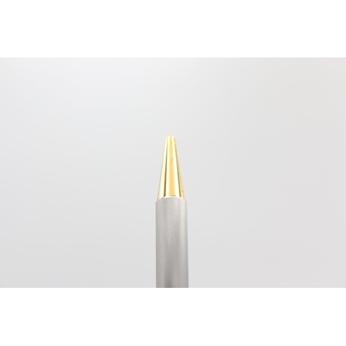 121 - Vintage MUST DE CARTIER Silver Tone & Gold Plate Ballpoint Pen / Biro - C81909