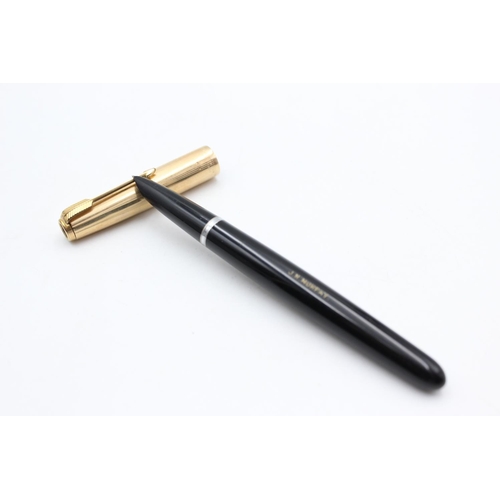 122 - Vintage PARKER 51 Black FOUNTAIN PEN w/ Rolled Gold Cap WRITING