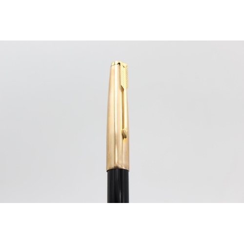 123 - Vintage PARKER 65 Black FOUNTAIN PEN w/ 14ct Gold Nib, Rolled Gold Cap WRITING