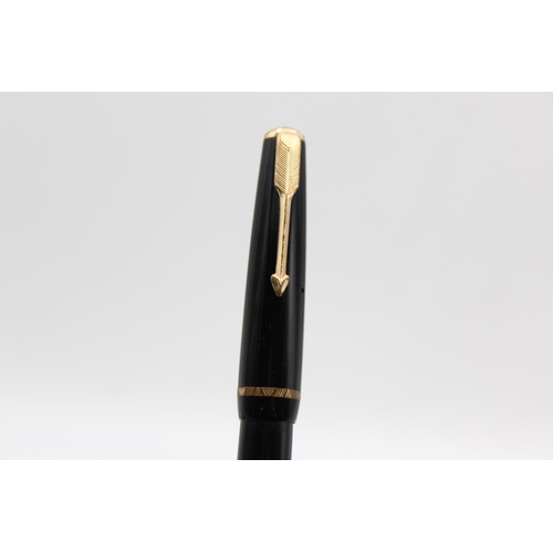 124 - Vintage PARKER Duofold Black FOUNTAIN PEN w/ 14ct Gold Nib WRITING