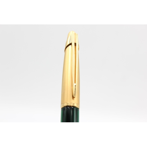 131 - WATERMAN Green FOUNTAIN PEN w/ 18ct Gold Nib, Rolled Gold Cap WRITING