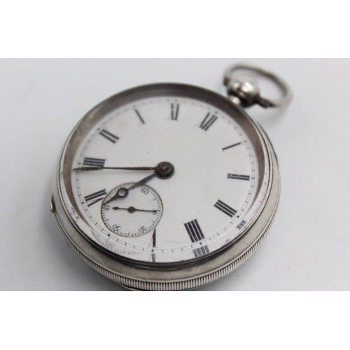 160 - Vintage Gents Hallmarked .925 SILVER Cased Open Face POCKET WATCH Key-Wind 109g