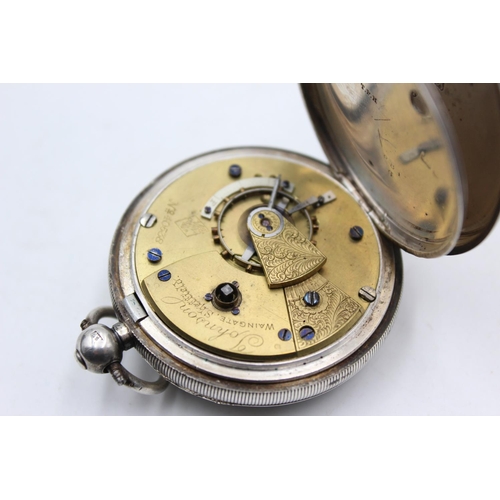 160 - Vintage Gents Hallmarked .925 SILVER Cased Open Face POCKET WATCH Key-Wind 109g