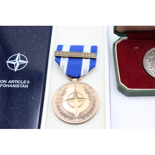 254 - 4 x Assorted MEDALS Inc Boxed Women's Vol Service, Nato Afghanistan, WW2