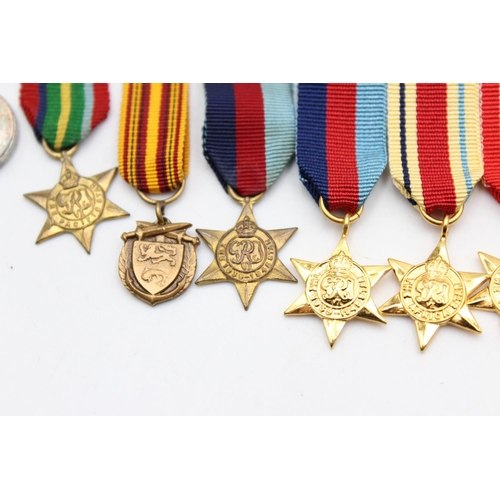 257 - Job Lot of WW2 Miniature Medals Inc 3 Mounted Groups