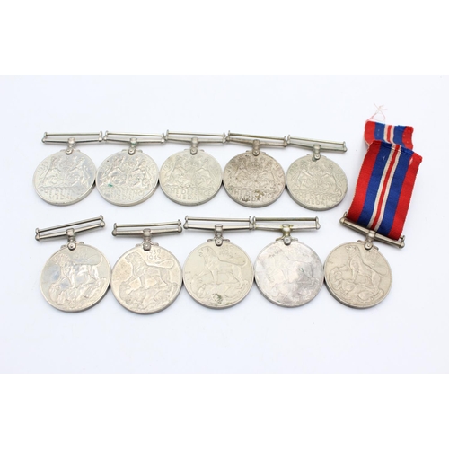 258 - 10 x WW2 Medals Inc War, Defence