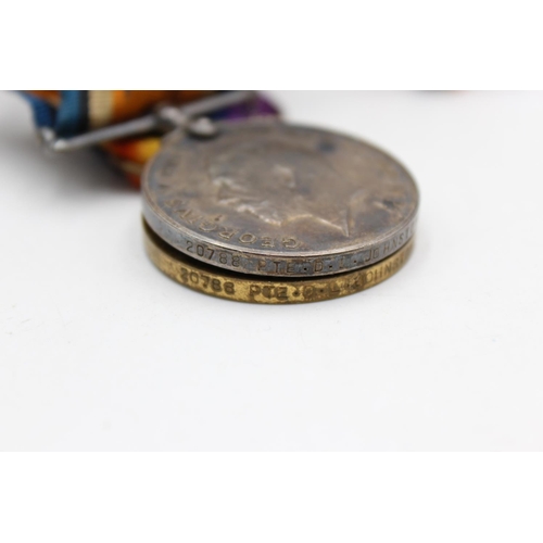 261 - WW1 Medal Pair w/ Original Ribbons & .925 Sterling Silver War Badge