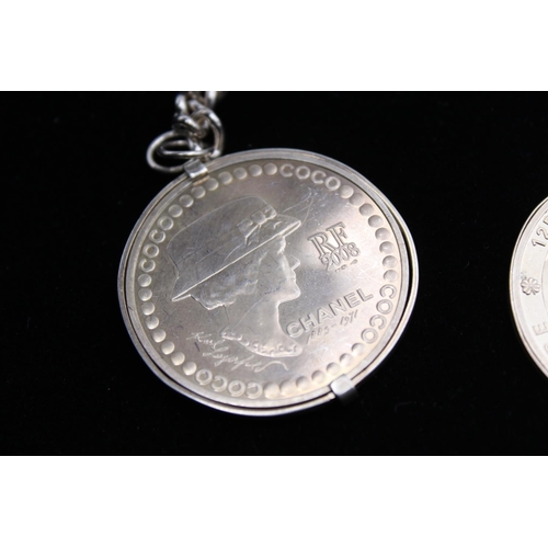 266 - 2 x .925 STERLING SILVER French 125th Anniversary Coco Chanel 5 Euro Coins (62g)