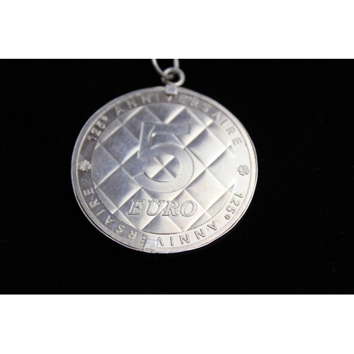 266 - 2 x .925 STERLING SILVER French 125th Anniversary Coco Chanel 5 Euro Coins (62g)