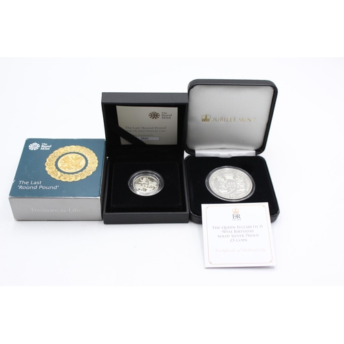 268 - 2 x ROYAL MINT / JUBILEE MINT .925 Sterling Silver Proof Coins Boxed w/ COA 37g