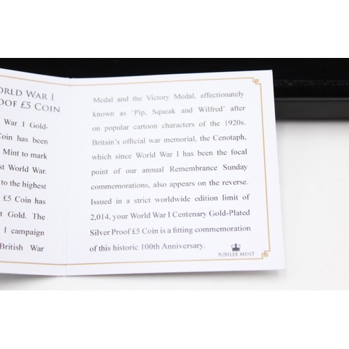 270 - JUBILEE MINT .925 Sterling Silver 24ct Gold Plated Proof Â£5 Coin Set Boxed (56g)