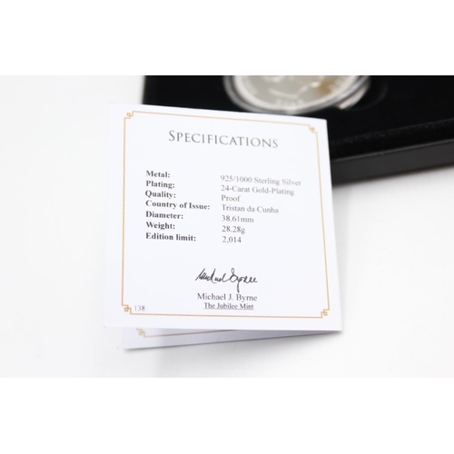 270 - JUBILEE MINT .925 Sterling Silver 24ct Gold Plated Proof Â£5 Coin Set Boxed (56g)