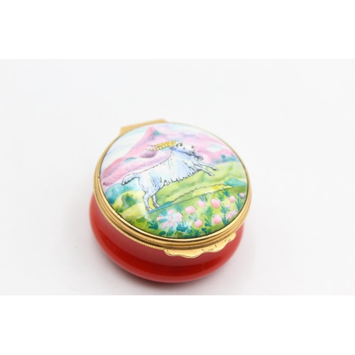271 - HALCYON DAYS x TIFFANY & Co. Enamel Pill / Trinket Box w/ Leaping Goat Scene