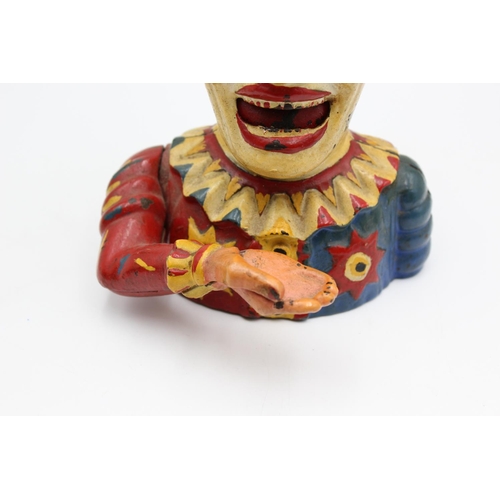 272 - Vintage Heavy Cast Iron Novelty Clown MONEY BOX Stamped BUFFALO N.Y Working