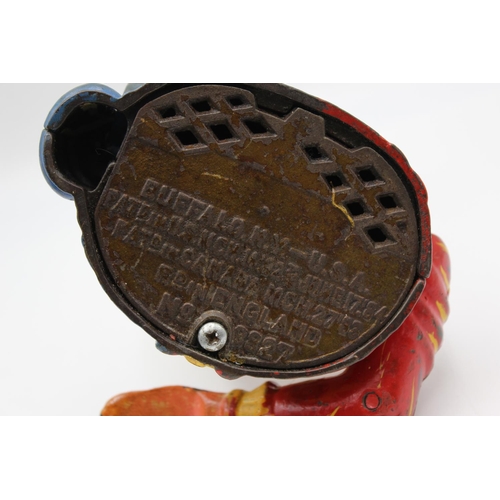 272 - Vintage Heavy Cast Iron Novelty Clown MONEY BOX Stamped BUFFALO N.Y Working