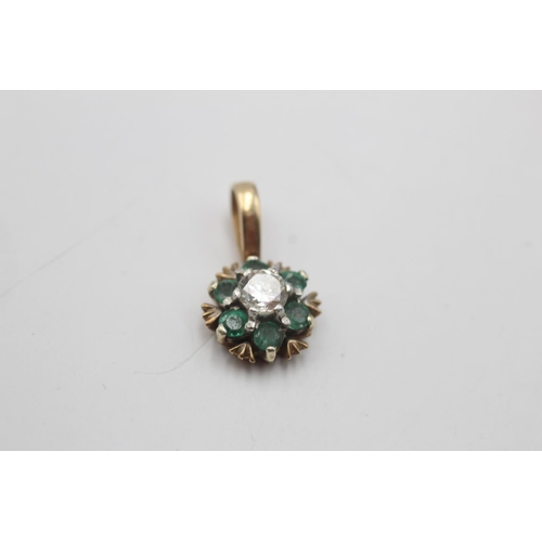 68 - 4 x 9ct yellow and white gold gemstone pendants inc. emerald, opal, sapphire & clear gemstone (4.5g)