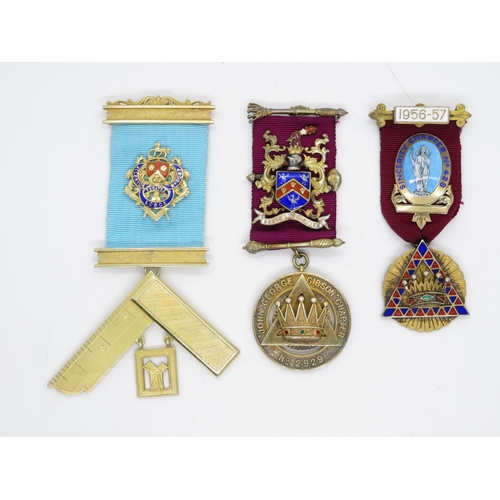 366 - Hallmarked silver masonic medals/jewels