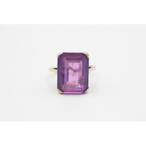 21 - 9ct gold vintage amethyst ring (5.3g) Size J