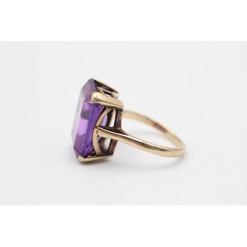21 - 9ct gold vintage amethyst ring (5.3g) Size J