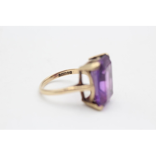 21 - 9ct gold vintage amethyst ring (5.3g) Size J