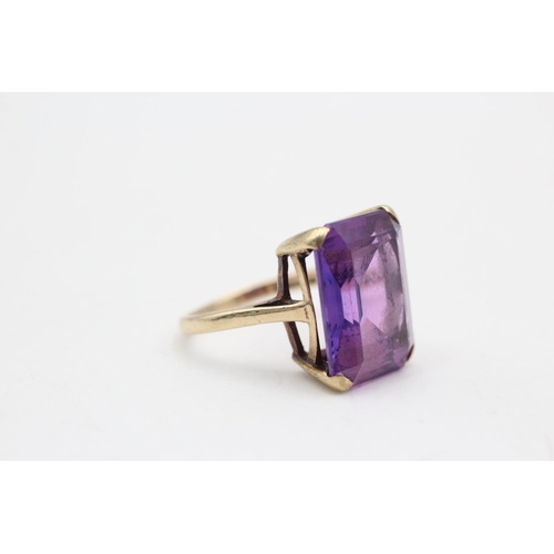 21 - 9ct gold vintage amethyst ring (5.3g) Size J