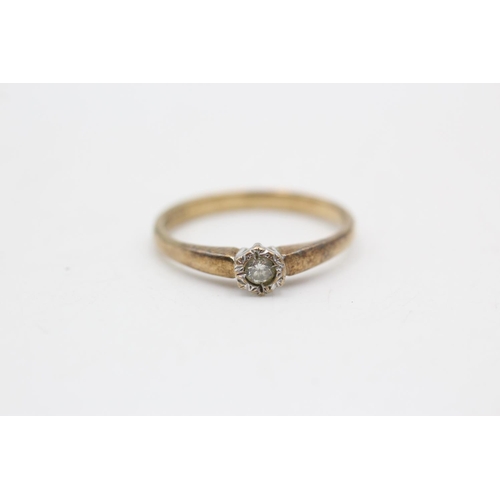 34 - 9ct gold vintage diamond solitaire ring (1.9g) Size O