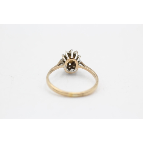 37 - 9ct gold vintage diamond & opal halo ring (1.6g) Size N