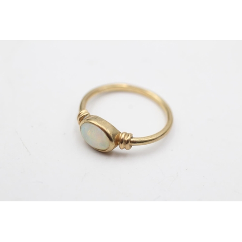 48 - 9ct gold opal ring with rub over setting. (1.4g) Size K