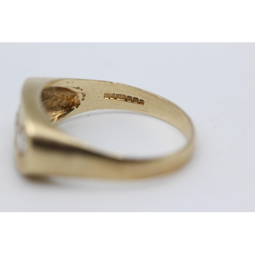 49 - 9ct gold clear gemstone set gypsy ring (4.6g) size V