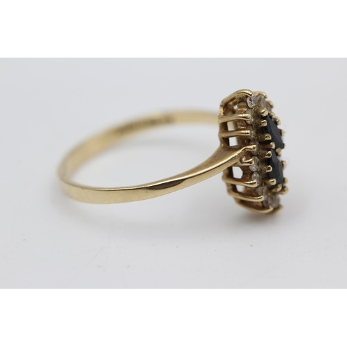 51 - 9ct gold sapphire & clear gemstone fancy ring (2.1g) Size P