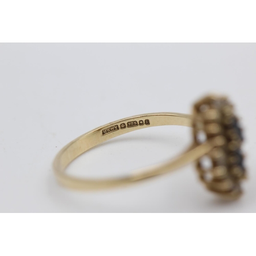 51 - 9ct gold sapphire & clear gemstone fancy ring (2.1g) Size P