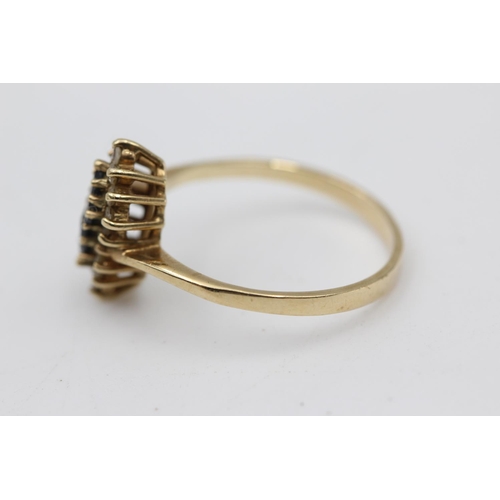 51 - 9ct gold sapphire & clear gemstone fancy ring (2.1g) Size P