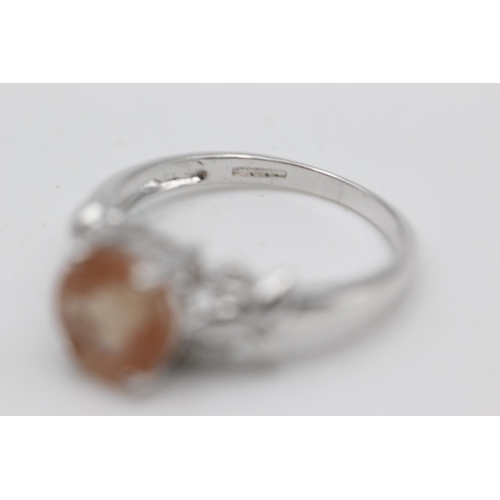 52 - 9ct white gold treated quartz solitaire ring (3.4g) Size N