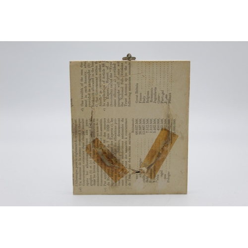 57 - Antique 19th Century French Miniature Art Portrait w Etched Tiled Frame Signed