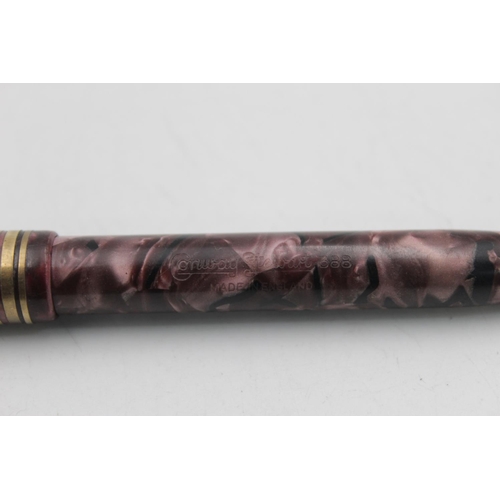 58 - Vintage CONWAY STEWART 388 Burgundy FOUNTAIN PEN w/ 14ct Gold Nib WRITING