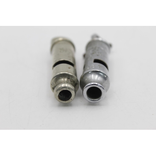 59 - 2 x Vintage WHISTLES Working Inc Hudson Metropolitan, Mitchell Manchester Police