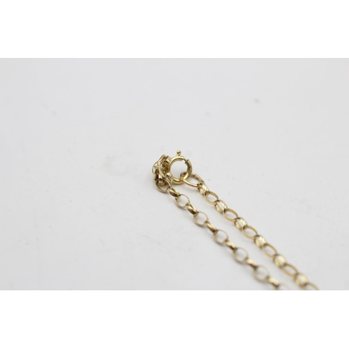 6 - 9ct gold vintage wishbone ring hand harness chain (2.1g)