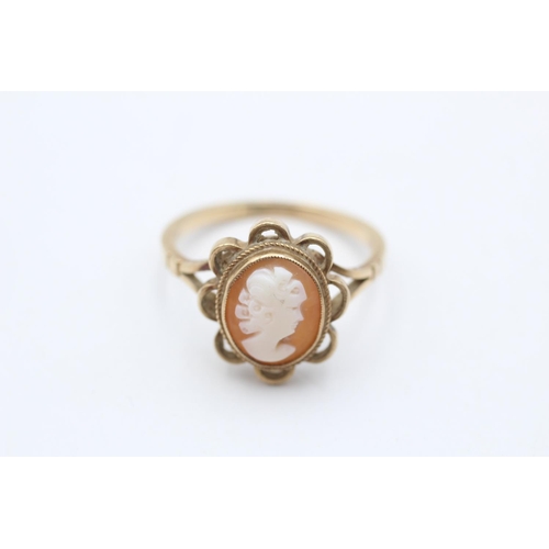 2 - 9ct gold shell cameo ring (2.5g) Size O