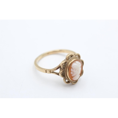 2 - 9ct gold shell cameo ring (2.5g) Size O